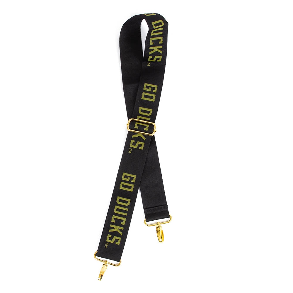 Go Ducks, Spirit Product, Black, Bag Tags, Accessories, Women, 2"x49", Woven, Polished, Bag Straps, 953123